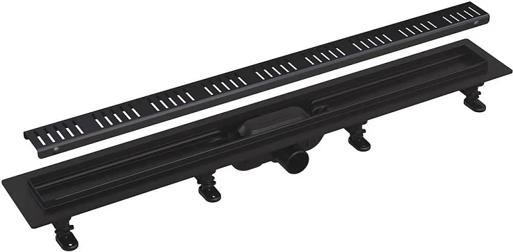 Душевой лоток AlcaPlast APZ10BLACK 650M с решеткой и опорами, черный