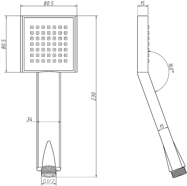 Душевая лейка Aquanet Square AF210-81S-S