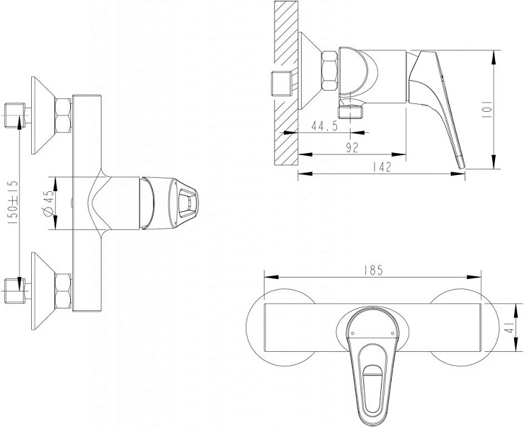 Смеситель для душа Bravat Drop-D F948162C-01 хром