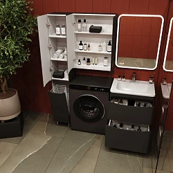 Тумба с раковиной Style Line Бергамо мини 60 напольная, антискрейч черный матовый