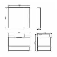 Тумба с раковиной Comforty Порто 90 00-00009322CF дуб дымчатый, с белой столешницей