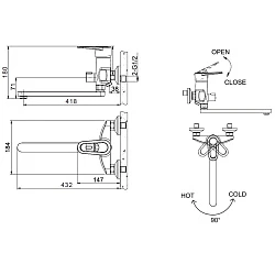 Смеситель для ванны с душем Bravat LOOP F6124182CP-02L-RUS хром