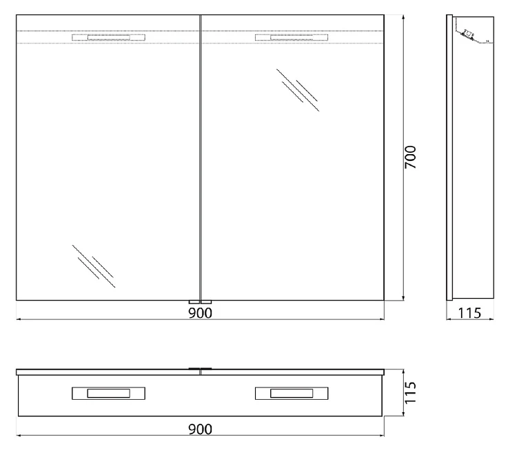 Зеркало-шкаф BelBagno 90 SPC-2A-DL-BL-900 с подсветкой, белый