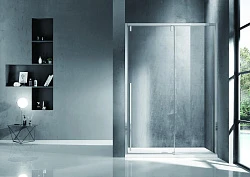 Душевая дверь в нишу Bravat Slimline 120x195см BD120.4105A профиль хром, стекло прозрачное