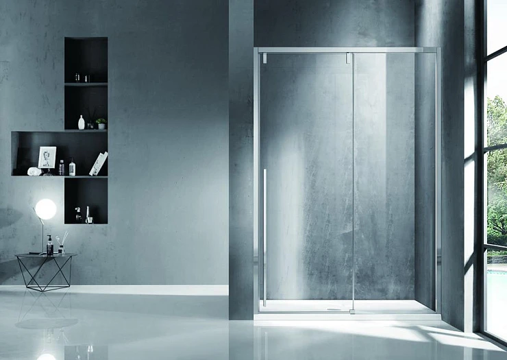Душевая дверь в нишу Bravat Slimline 120x195см BD120.4105A профиль хром, стекло прозрачное