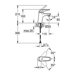 Смеситель для раковины Grohe Eurostyle 23715003 хром