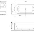 Акриловая ванна AM.PM Bliss L 180x80 W53A-180-080W-ARB белая глянцевая