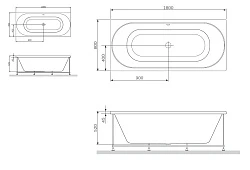 Акриловая ванна AM.PM Bliss L 180x80 W53A-180-080W-ARB белая глянцевая