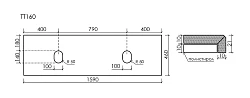 Столешница Sancos 160 TT160A2 без отверстия под смеситель, kreman