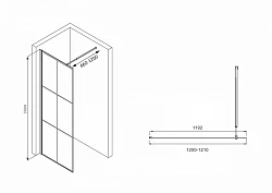 Душевая перегородка ABBER Immer Offen 120см AG62120B профиль черный, стекло прозрачное