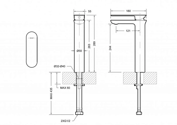 Смеситель для раковины Bravat Frey F1368401CP-ENG хром