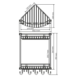 Полка Wasserkraft K-1222 2-ярусная, угловая, с крючками, хром