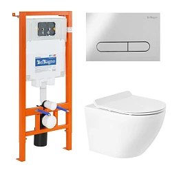 Система инсталляции в комплекте с подвесным унитазом BelBagno Sfera-R BB046CHR