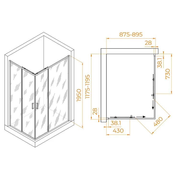 Душевой уголок RGW Passage PA-246B 90x120см 030824692-14 профиль чёрный, стекло прозрачное