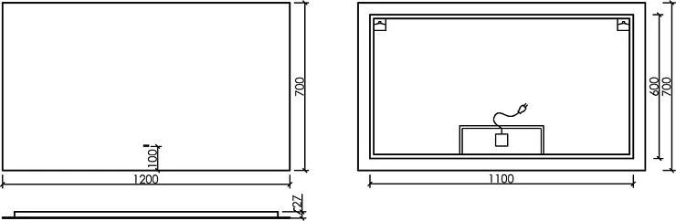 Зеркало Sancos 120х70 Square SQ1200 с подсветкой