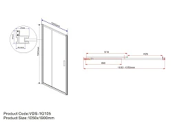Душевая дверь в нишу Vincea Garda 105см VDS-1G105CH профиль хром, стекло шиншилла