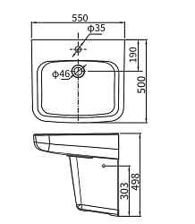 Раковина подвесная ARROW 55см AGP32037C белая