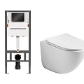 Комплект инсталляции Ceramica Nova CN121002MB с унитазом CN1905, кнопка черная матовая