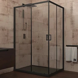 Душевой уголок Veconi Rovigo 100x90см RV-14 RV14-10090-01-C5 черный профиль, стекло прозрачное