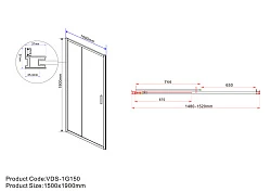 Душевая дверь в нишу Vincea Garda 150см VDS-1G150CL профиль хром, стекло прозрачное