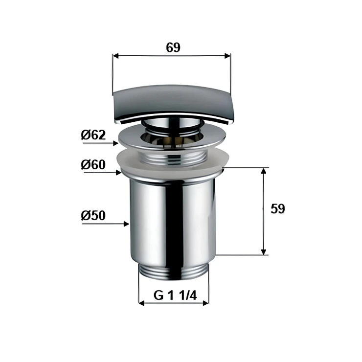 Донный клапан для раковины Remer RR 904 SСС хром