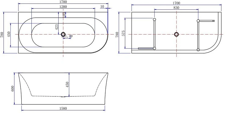 Акриловая ванна Allen Brau Priority 4 В 170x78 2.31004.20B белый глянец