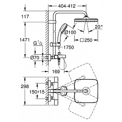 Душевая стойка Grohe Tempesta Cosmopolitan System 250 с термостатом 26691000 хром