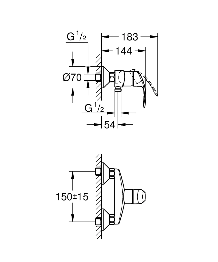 Душевая стойка Grohe Eurosmart New 124410 хром