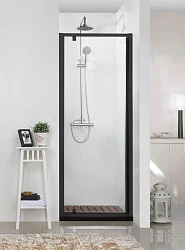 Душевая дверь в нишу Bravat Blackline 90x200см BD100.4111B профиль черный, стекло прозрачное