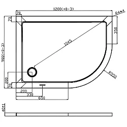 Душевой поддон Cezares 120х90см TRAY-M-RH-120/90-550-35-W-L белый