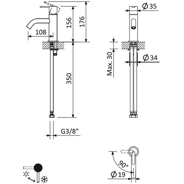 Смеситель для раковины Cezares Leaf LEAF-LSM2-PO золото