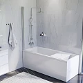 Акриловая ванна AM.PM Gem 170x70 с каркасом, шторкой и душевой системой W90ASET-170D8 белый, хром