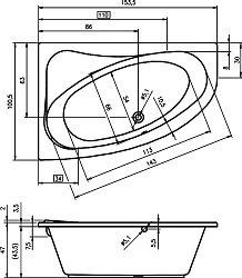 Акриловая ванна Riho Lyra 153x100 B021001005 правая, белая глянцевая