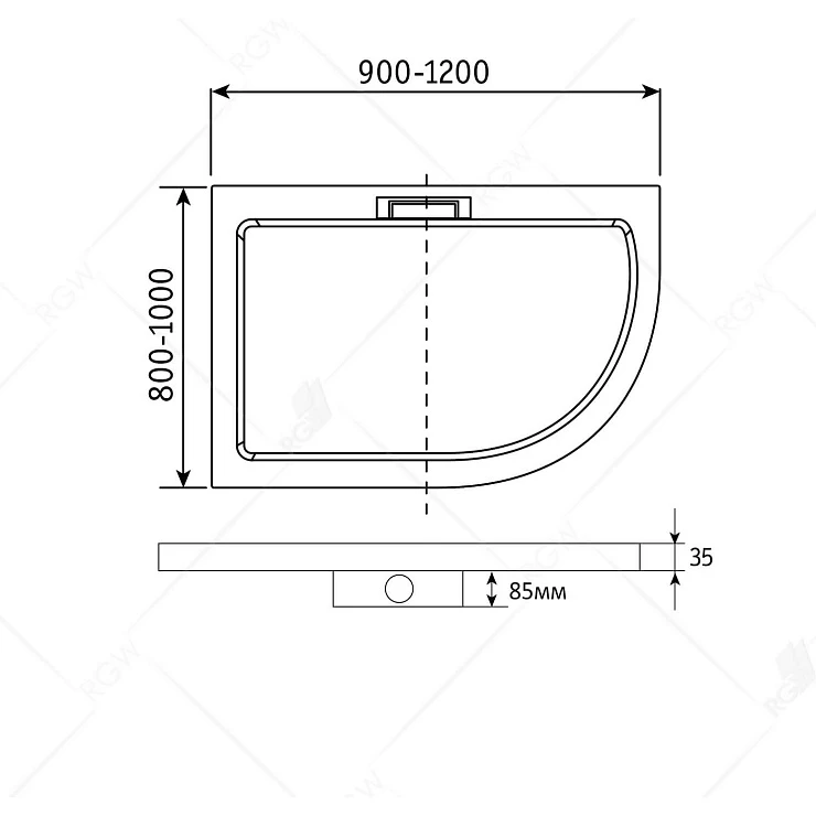 Душевой поддон RGW GWS 90x120см 03150492-01L белый