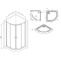 Душевой уголок AM.PM X-Joy 80x80см W88E-205-080MT64 профиль матовый хром, стекло прозрачное