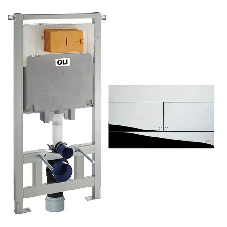 Система инсталляции для унитазов OLI 120 Eco 879236 с кнопкой OLI Slim, хром глянцевая