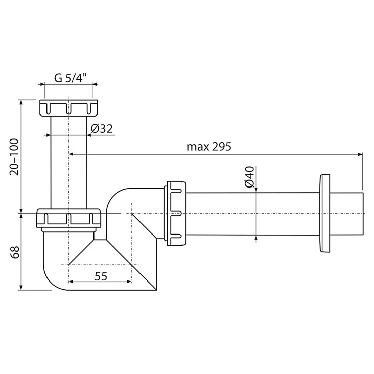 Сифон для раковины AlcaPlast A45F A45F-DN40 белый