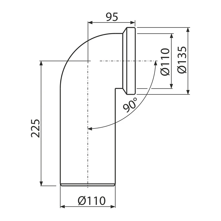 Отвод AlcaPlast A90-90 110мм