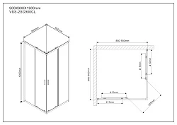 Душевой уголок Vincea Scala 90х90см VSS-2SC900CL профиль хром, стекло прозрачное