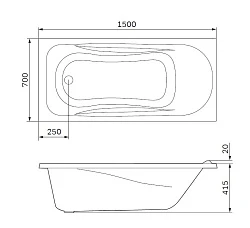 Акриловая ванна AM.PM Sense 150x70 W76A-150-070W-A белая глянцевая