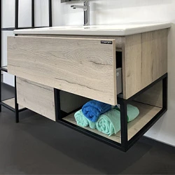 Тумба с раковиной Comforty Мальме 90 00-00004200CF дуб дымчатый