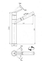 Смеситель BelBagno ISOLA ISO-LAM-CRM для кухонной мойки с выдвижным душем