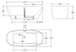 Акриловая ванна BelBagno 170x78x60 BB72-170 белая глянцевая