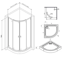 Душевой уголок AM.PM X-Joy 90x90см W88E-205-090BT64 профиль матовый черный, стекло прозрачное