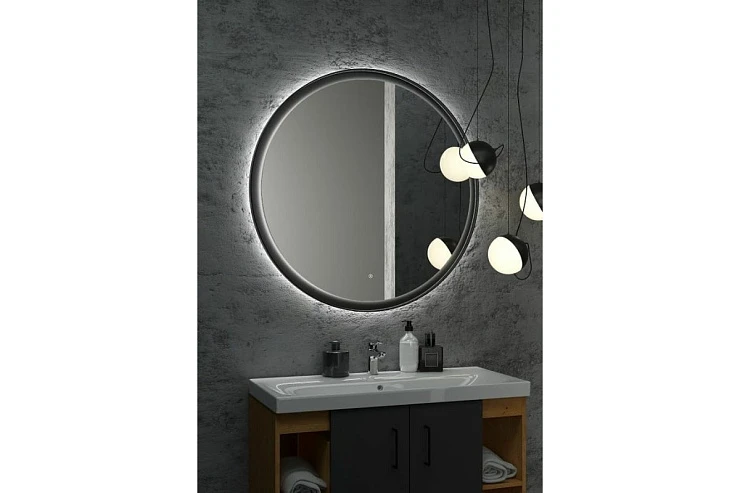 Зеркало Art&max Napoli AM-Nap-1000-DS-F с подсветкой, черное
