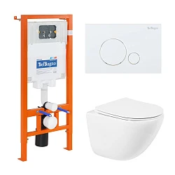 Комплект системы инсталляции BelBagno с унитазом и кнопкой BB051CHR/BB051SC/BB002-80/BB014-SR-BIANCO