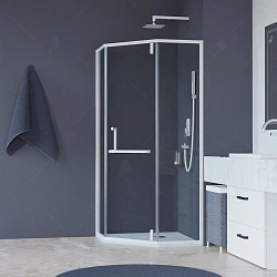 Душевой уголок RGW Hotel HO-084W 100x100см 350608400-25 профиль белый, стекло матовое-сатинат