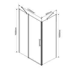 Душевой уголок Vincea Orta 120х80см VSR-1O8012CL профиль хром, стекло прозрачное