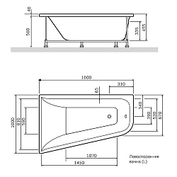 Экран AM.PM Spirit 160x100 W72A-160L100W-P2 левый, белый