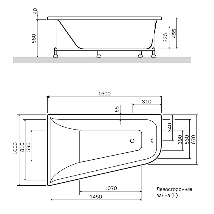 Экран AM.PM Spirit 160x100 W72A-160L100W-P2 левый, белый